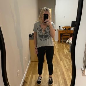 graphic tee with cut outs